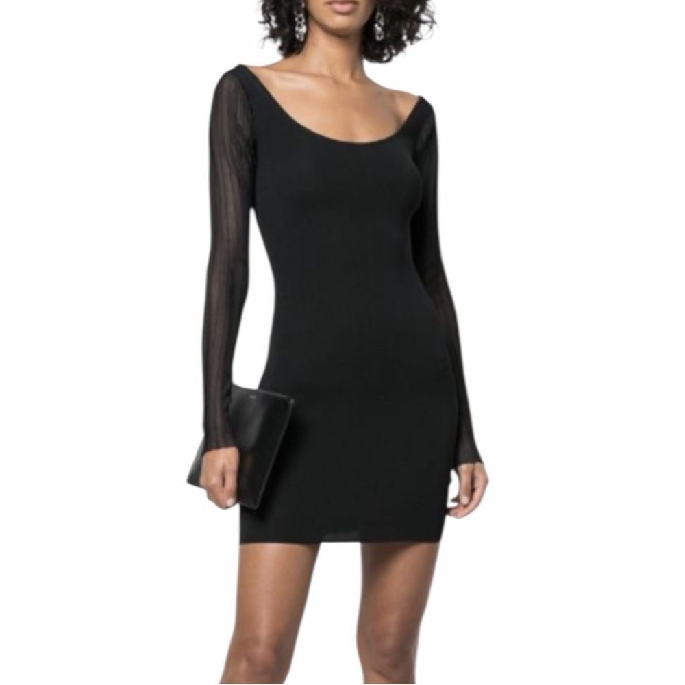 Blaque Label Elegant Long Sheer Sleeve Stretch Coctail Dress S